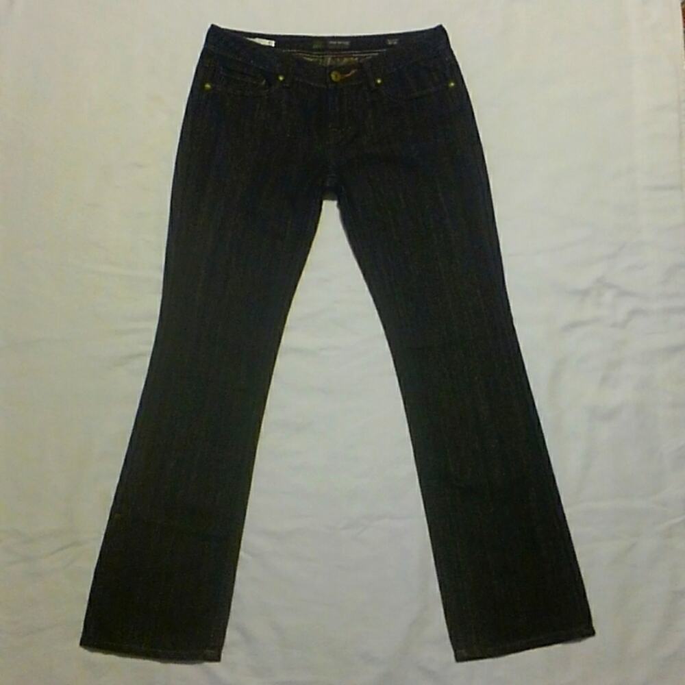 MEK Denim Voyage Collection Reno Metallic Copper Sparkles Blue Jeans EUC